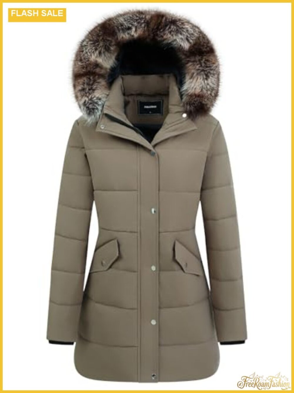 Women's Waterproof Long Insulated Parka Detachable Hood Winter Coat
